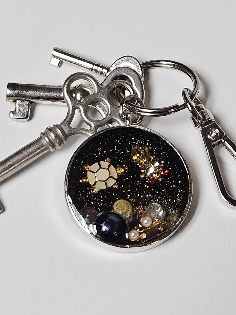 Gold & Black Resin Koi Fish Turtle Keychain Bag Charm